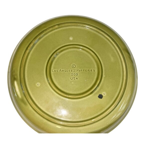 Vintage Los Angeles Potteries Cheese Platter Plate 14.5" Green USA #505 - Picture 8 of 9